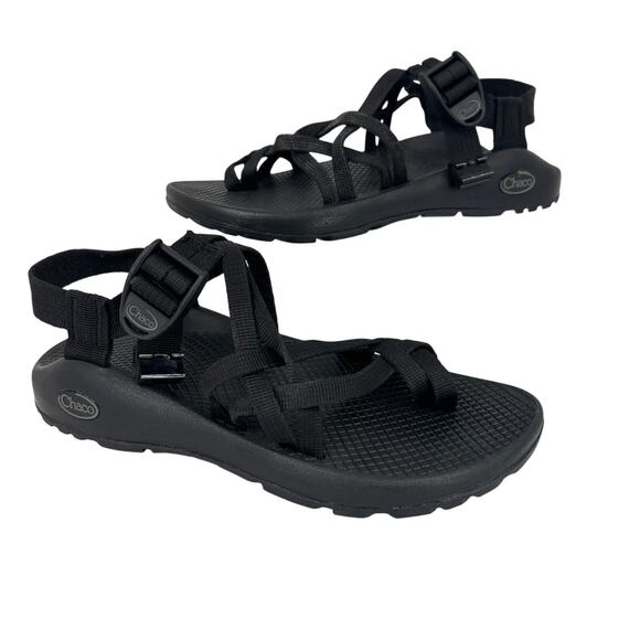 Chaco Sandals Womens Size 7 Black Strappy Z Cloud X2 Sporty Toe Wrap Shoes - Picture 1 of 10